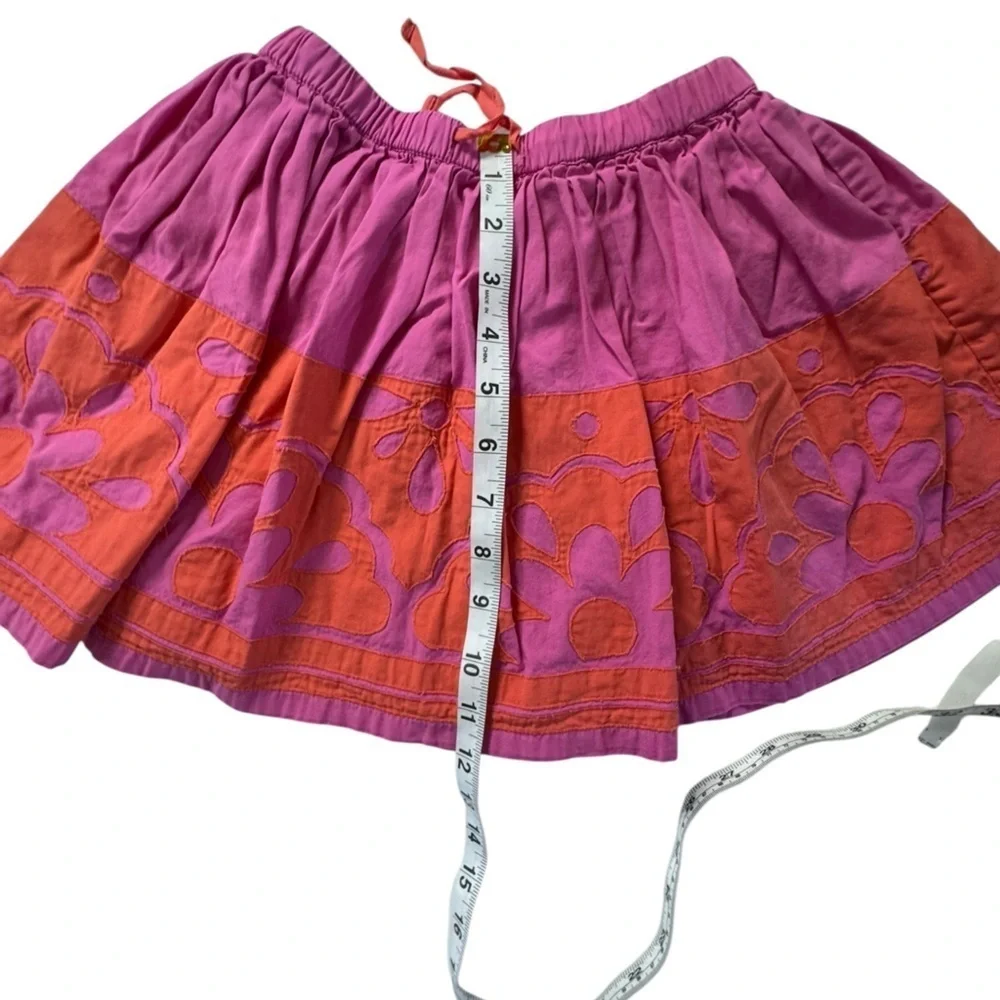 Girls Mini Boden Pink Corduroy Floral Lined Twirl skirt 5-6 k188